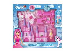 Игровой набор DollyToy Замок принцессы, 33х5,4х26 см, кукла 9 см, цвет: розовый