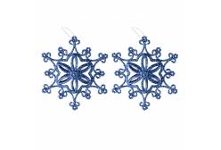 Декоративные подвески Снежинка №8, 12,5х12,5 см, цвет: синий, 2 штуки