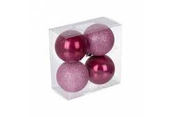 Набор елочных игрушек Snoweekon Шар, 5,8 см, цвет: №14 розовый, ассорти, 4 штуки, арт. SNW-01